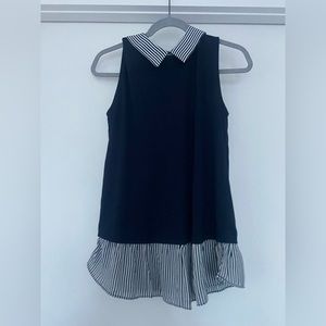 NWT Loft collared tank blouse navy